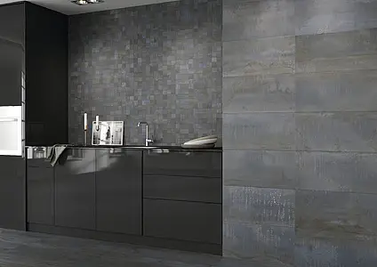 Piastrella di fondo, Effetto metallo, Colore grigio, Gres porcellanato smaltato, 30x60 cm, Superficie opaca