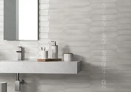 Background tile, Effect unicolor, Color white, Ceramics, 6.5x33 cm, Finish glossy