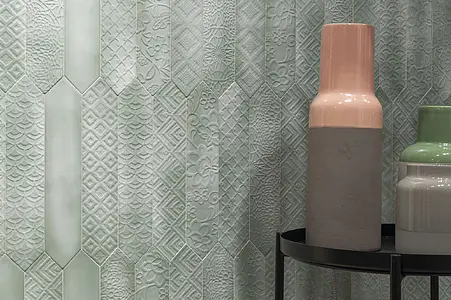 Piastrella di fondo, Effetto unicolore, Colore grigio, Stile patchwork, Ceramica, 6.5x33 cm, Superficie lucida
