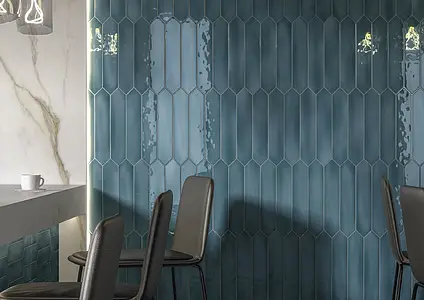 Background tile, Effect unicolor, Color navy blue, Ceramics, 6.5x33 cm, Finish glossy