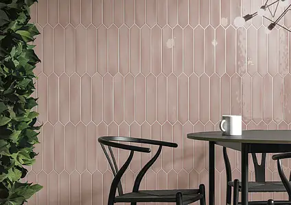 Background tile, Effect unicolor, Color pink, Ceramics, 6.5x33 cm, Finish glossy