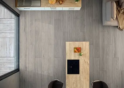 Bakgrundskakel, Textur trä, Färg grå, Glaserad granitkeramik, 23x120 cm, Yta matt