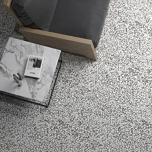 Bakgrundskakel, Textur cementmosaik, Färg grå, Glaserad granitkeramik, 23.2x26.7 cm, Yta matt