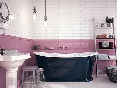Background tile, Effect unicolor, Color pink, Ceramics, 10x30.5 cm, Finish glossy