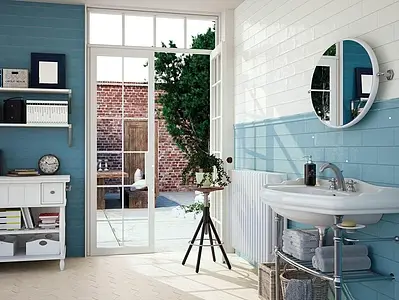 Background tile, Effect unicolor, Color sky blue, Ceramics, 10x30.5 cm, Finish glossy