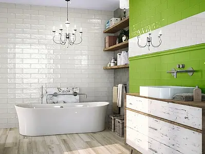 Background tile, Effect unicolor, Color green, Ceramics, 10x30.5 cm, Finish glossy