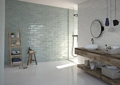 Background tile, Effect unicolor, Color white, Ceramics, 10x30.5 cm, Finish glossy