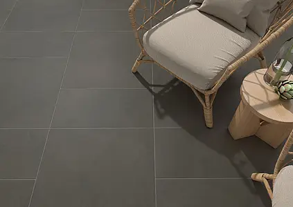 Background tile, Effect concrete, Color black, Unglazed porcelain stoneware, 60.3x60.3 cm, Finish antislip