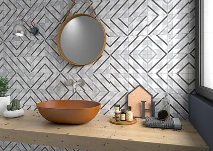 Background tile, Effect faux encaustic tiles, Color multicolor, Glazed porcelain stoneware, 19.7x19.7 cm, Finish matte
