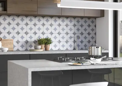Background tile, Effect faux encaustic tiles, Color multicolor, Glazed porcelain stoneware, 19.7x19.7 cm, Finish matte