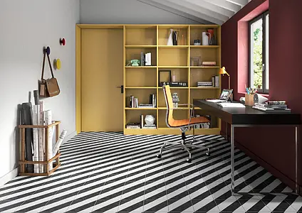 Background tile, Effect faux encaustic tiles, Color black & white, Glazed porcelain stoneware, 19.7x19.7 cm, Finish matte