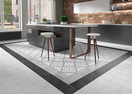 Background tile, Effect concrete, Color black, Glazed porcelain stoneware, 19.7x19.7 cm, Finish matte