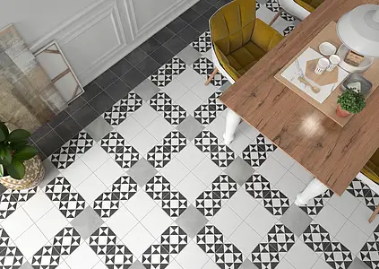 Background tile, Effect concrete, Color black, Glazed porcelain stoneware, 19.7x19.7 cm, Finish matte