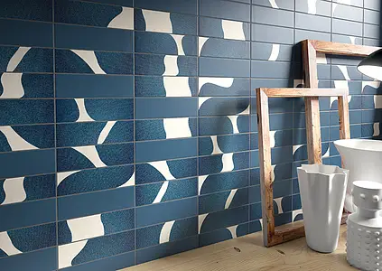 Background tile, Effect fabric, Color multicolor, Glazed porcelain stoneware, 7.5x25 cm, Finish matte