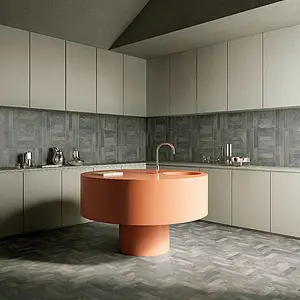 Background tile, Effect brick, Color green, Glazed porcelain stoneware, 6.5x29 cm, Finish antislip