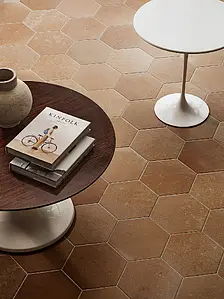 Background tile, Effect terracotta, Color brown, Glazed porcelain stoneware, 24x27.7 cm, Finish antislip
