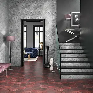 Background tile, Effect concrete, Color red, Glazed porcelain stoneware, 24x27.7 cm, Finish antislip