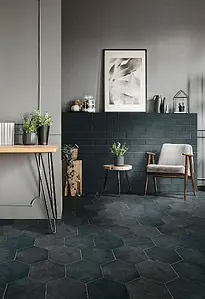 Background tile, Effect concrete, Color green,black, Glazed porcelain stoneware, 10x20 cm, Finish antislip