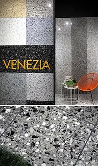 Bakgrunnsflis, Effekt terrazzo, Farge beige,grå, Glasert porselenssteintøy, 20x20 cm, Overflate sklisikker