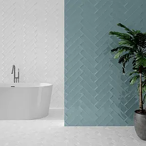 Background tile, Effect unicolor, Color white, Ceramics, 7.5x30 cm, Finish glossy