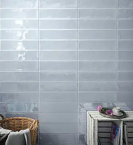 Background tile, Effect unicolor, Color sky blue, Ceramics, 7.5x30 cm, Finish glossy
