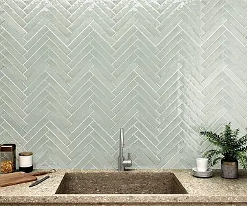 Background tile, Effect unicolor, Color green, Ceramics, 5x25 cm, Finish glossy