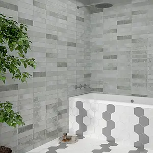 Background tile, Effect unicolor, Color white, Glazed porcelain stoneware, 15x17.3 cm, Finish matte