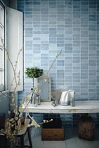 Background tile, Effect unicolor, Color sky blue, Style handmade, Ceramics, 7.5x15 cm, Finish glossy