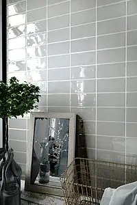 Background tile, Effect unicolor, Color grey, Style handmade, Ceramics, 7.5x15 cm, Finish glossy