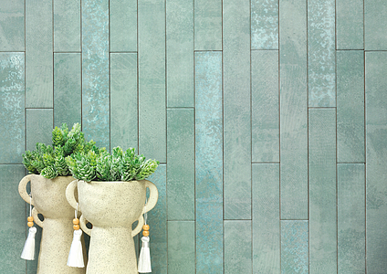 Background tile, Effect unicolor, Color green, Ceramics, 5x20 cm, Finish Honed
