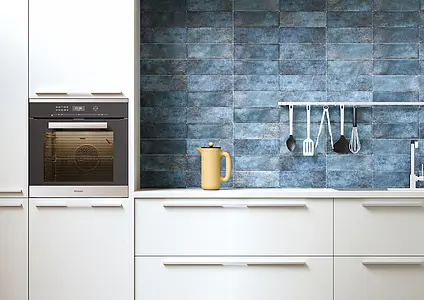 Background tile, Color navy blue, Ceramics, 7.5x30 cm, Finish glossy
