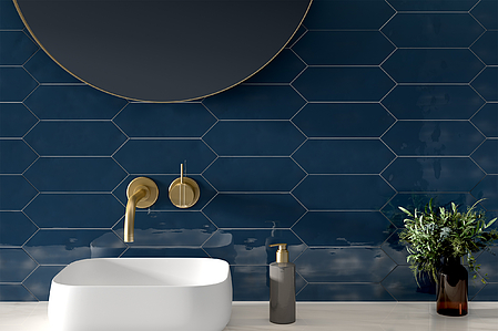 Background tile, Effect unicolor, Color navy blue, Ceramics, 10x30 cm, Finish glossy