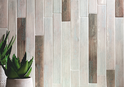 Background tile, Effect wood, Color grey,white, Ceramics, 5x40 cm, Finish matte