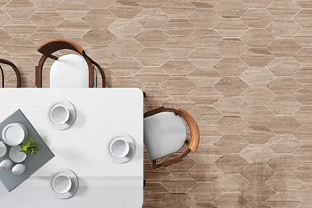 Background tile, Effect wood, Color brown, Glazed porcelain stoneware, 17x33 cm, Finish matte