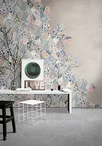 Background tile, Effect fabric, Color multicolor, Style patchwork, Glazed porcelain stoneware, 22x25 cm, Finish Honed