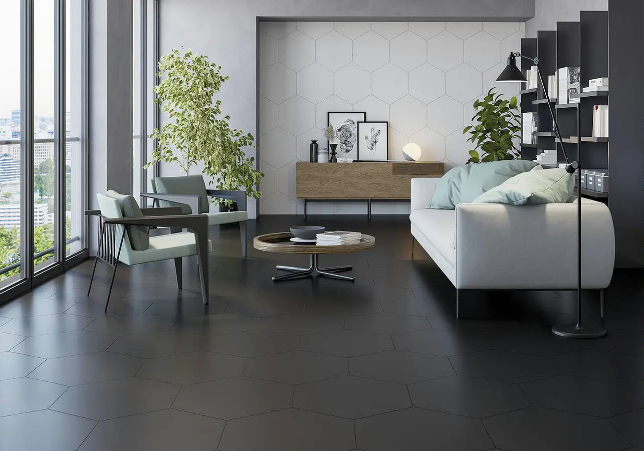 Background tile, Effect unicolor, Color white, Glazed porcelain stoneware, 49x56 cm, Finish Honed