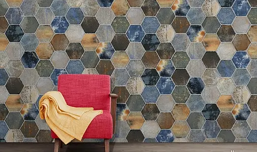 Bakgrundskakel, Färg flerfärgade, Stil patchwork, Glaserad granitkeramik, 22x25 cm, Yta matt