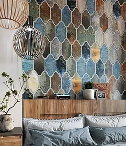 Background tile, Color multicolor, Style patchwork, Glazed porcelain stoneware, 16x33 cm, Finish matte