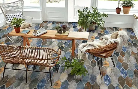 Background tile, Color multicolor, Style patchwork, Glazed porcelain stoneware, 16x33 cm, Finish matte