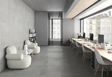 Effekt beton, Farve grå, Grundflise, Glaseret porcelænsstentøj, 66x66 cm, Overflade skridsikker