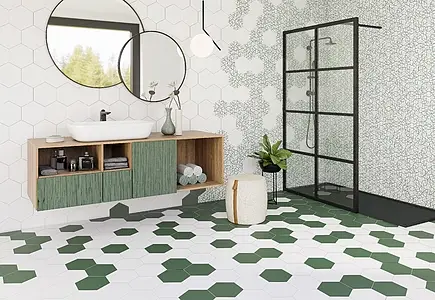Background tile, Color green, Glazed porcelain stoneware, 22x25 cm, Finish Honed