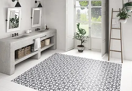 Background tile, Effect faux encaustic tiles, Color grey, Glazed porcelain stoneware, 25x25 cm, Finish matte