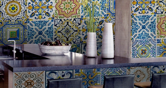 Bakgrundskakel, Färg flerfärgade, Stil patchwork, Glaserad granitkeramik, 25x25 cm, Yta Satinerat