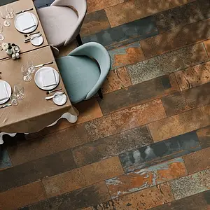 Bakgrunnsflis, Effekt metall, Farge brun, Glasert porselenssteintøy, 22x90 cm, Overflate matt