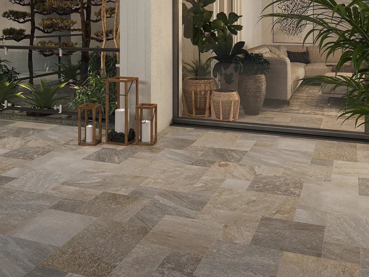 Background tile, Effect other stones, Color beige,grey, Glazed porcelain stoneware, 44x66 cm, Finish antislip