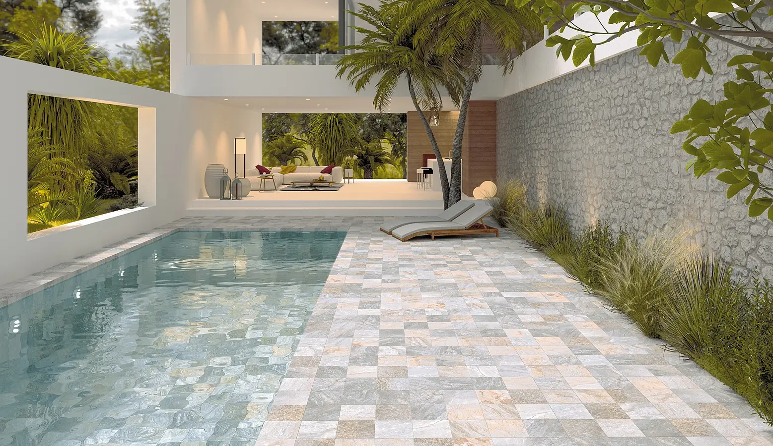 Background tile, Effect other stones, Color beige,grey, Glazed porcelain stoneware, 25x25 cm, Finish antislip