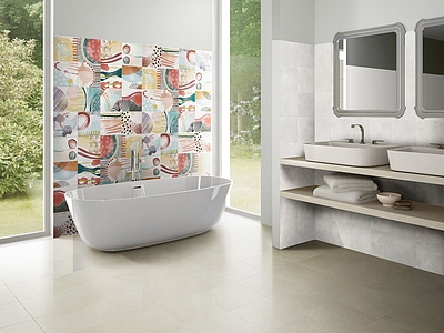 Background tile, Color multicolor, Style patchwork, Glazed porcelain stoneware, 25x25 cm, Finish matte