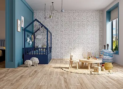 Background tile, Color white, Style patchwork,spaces for children, Glazed porcelain stoneware, 25x25 cm, Finish Honed