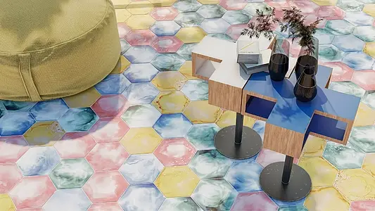 Background tile, Color multicolor, Style patchwork, Glazed porcelain stoneware, 22x25 cm, Finish matte