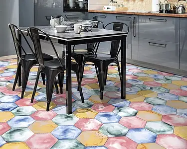 Background tile, Color multicolor, Style patchwork, Glazed porcelain stoneware, 22x25 cm, Finish matte